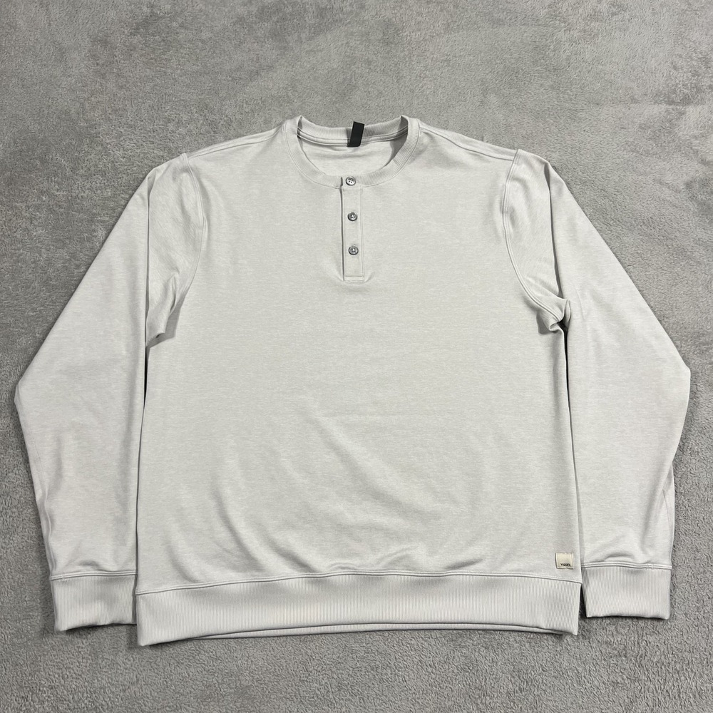 Vuori Coronado Henley Shirt Mens Medium Performance Gray Long Sleeve Stretch